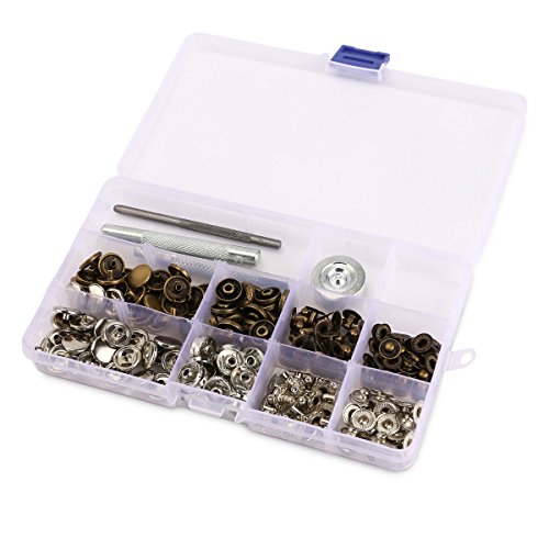 50x bouton pression métal argenté bronzé 12,5mm...