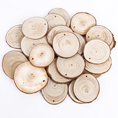 25pcs Pendentif en bois branche coupée ronde 5~...