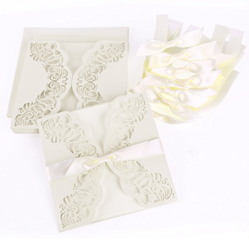 surepromise 10 x invitation de dentelle ruban noeud 15x15cm pour mariage avec enveloppe #169 code EAN 6927784441697 