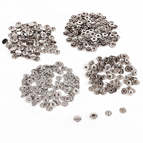 100 x bouton pression métal 10mm argenté pour c...