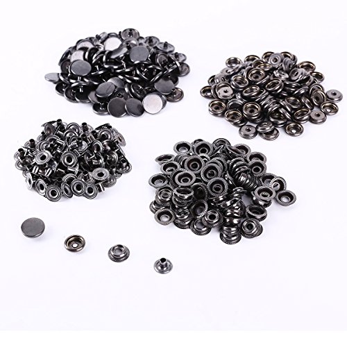 100 x bouton pression 15mm métal gris cuir maro...