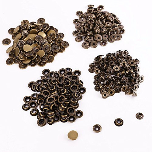 100 x bouton pression 15mm métal bronzé cuir ma...