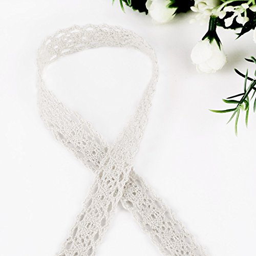 10M Ruban Dentelle Coton Blanc Largeur 2cm cout...