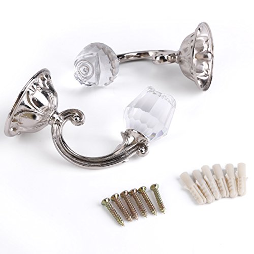 2 x crochet embrasse rideau argenté 10,5cm rose...