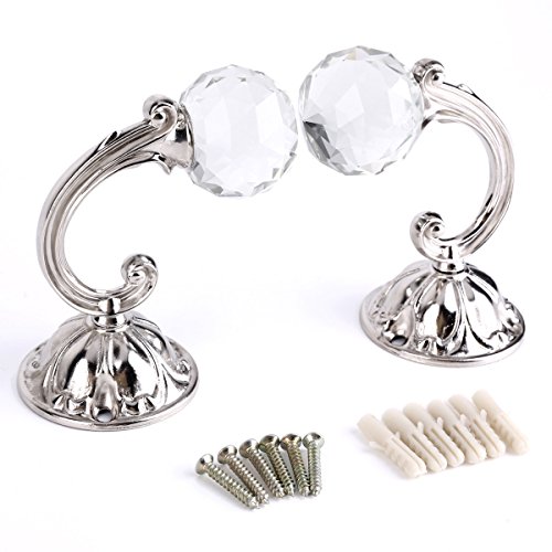 2 x crochet embrasse rideau argenté 10,5cm boul...