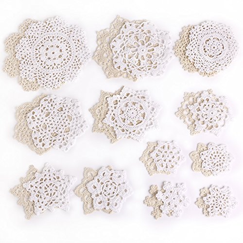 surepromise 24x napperon Art de crochet Flocon de neige Vintage tapis sous-verre blanc beige code EAN 6927784445466 