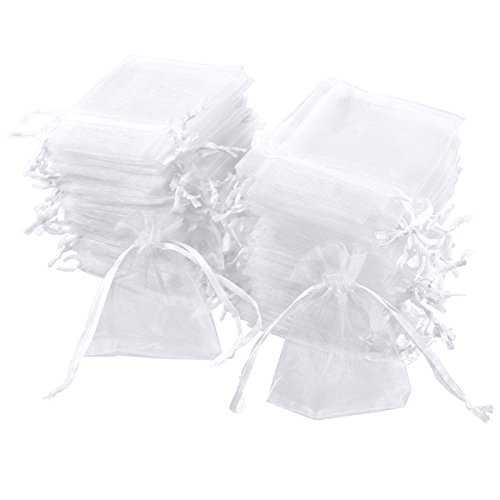 100x Pochette Sachet Poche Sac Organza Blanc 9x...
