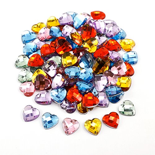 100pcs Strass à coudre en forme de coeur 1,4cm ...