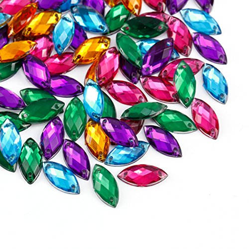 100pcs Strass à coudre en forme d' olive 1,5cm ...