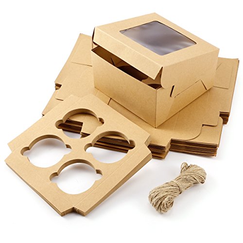 surepromise 25x boîte cadeau pour 4 cupcakes gâteau muffin pâtisserie carton kraft code EAN 6927784448429 