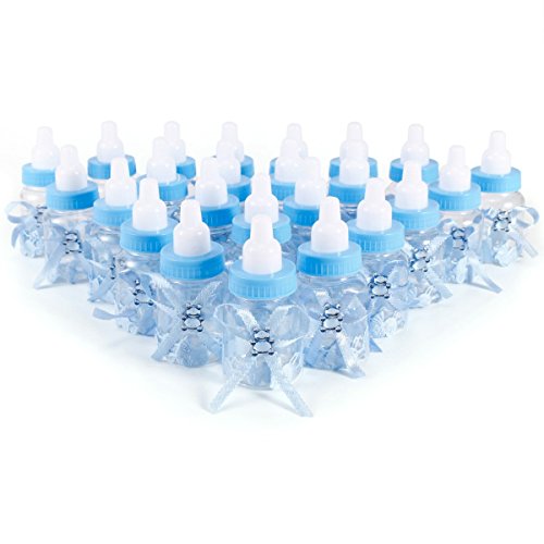 surepromise 24x Boîte à dragées mini biberon 4x9cm strass ours bleu cadeau faveur bonbonnière garçon bébé baptême code EAN 6927784448542 