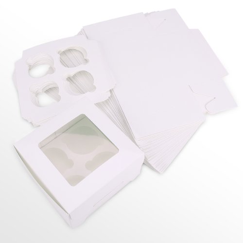 25pcs blanc carton Boîte à muffin 4 cupcakes gâ...