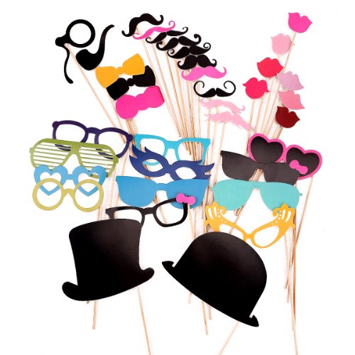 surepromise 36pcs moustache lèvre lunettes loup masque avec bâton pour Masquerade code EAN 6927784486520 