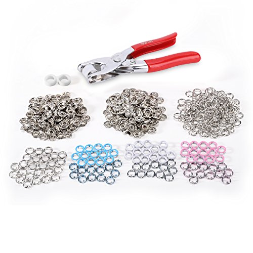 surepromise 100pcs boutons pression 9,5mm 5 claw (3,5mm) oeillet 4 couleurs+ 1 pince code EAN 6927784486575 