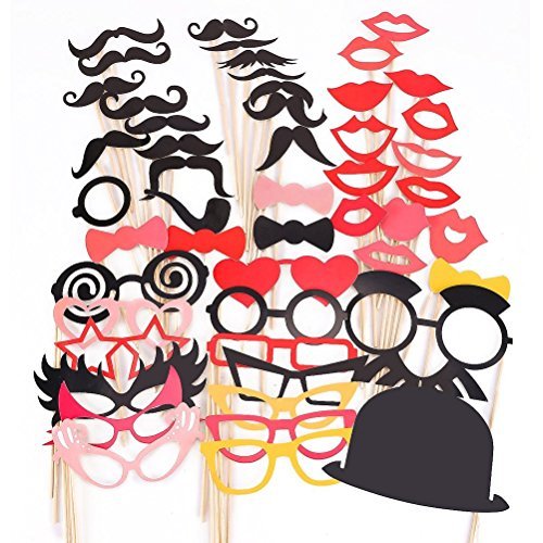 surepromise 50pcs masque avec bâton pour Masquerade moustache lunettes loup code EAN 6927784486865 