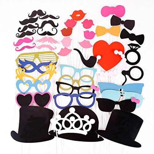 surepromise 44pcs Masque avec bâton plastique pour Masquerade moustache lèvre lunettes code EAN 6927784488456 