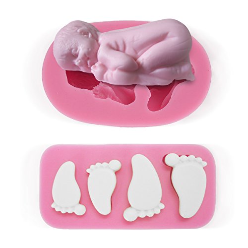 2x moule silicone bébé endormi pieds empreintes...