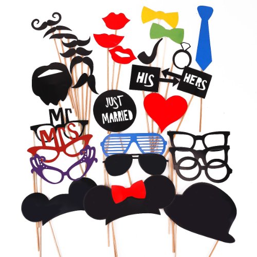 31PCS Props coloré sur un bâton faveur Moustach...