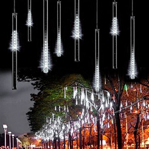 XGUO 10 tubes 50cm etanche led météore lumineuse douche pluie feux led meteor douche pluie feux pour mariage fête soirée maison arbre sapin jardin de noël parti xmas tree(50cm,blanc) code EAN 6930069090701 