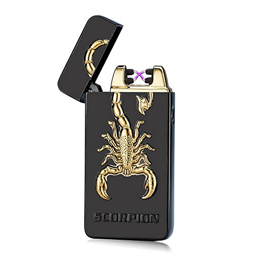 Padgene Briquet double arc electrique sans flamme rechargeable usb anti vent (noir) 6930429374502 (6930429374502)