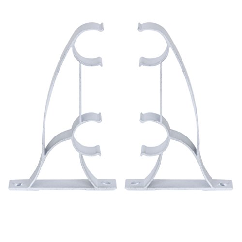 2pcs Double Support de Tringle à Rideau en Méta...