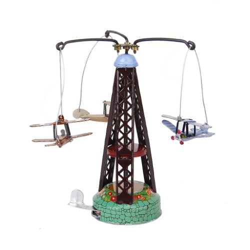 Jouet Mécanique Ancien Métal Tourné Avion Colle...