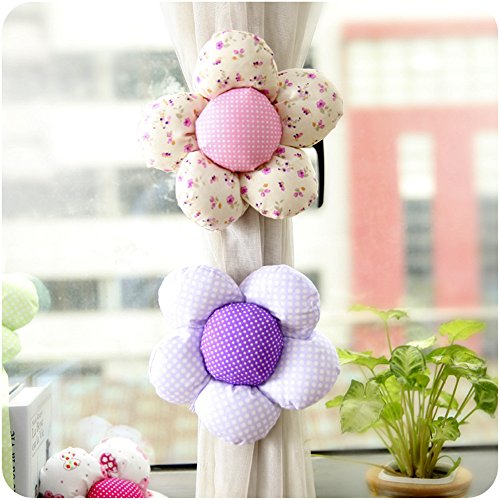 EQLEF 2 pcs cloth sunflower curtain buckle curtain straps home decor code EAN 6933510494660 