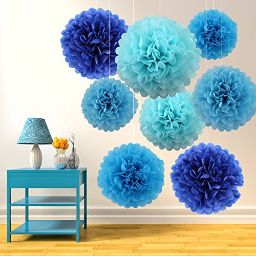 8pcs 25cm Boule de Fleurs Papier de soie Pompon...