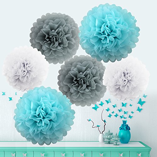 6x Pompon papier de soie Pom poms parti & maria...