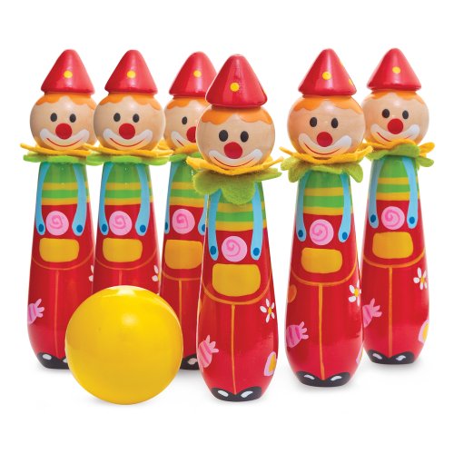 Jeu De Quilles En Bois Brimtoy - 10 Quilles + 1 Boule + Tapis (bowling D'intérieur Familial)