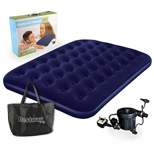 Lit double matelas gonflable floqué avec pompe