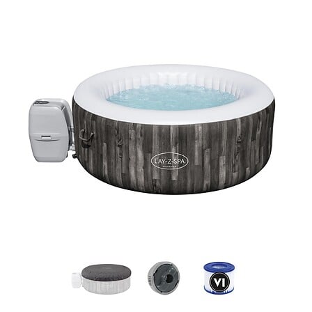 BESTWAY Spa gonflable rond à imprimés bois - 2-...