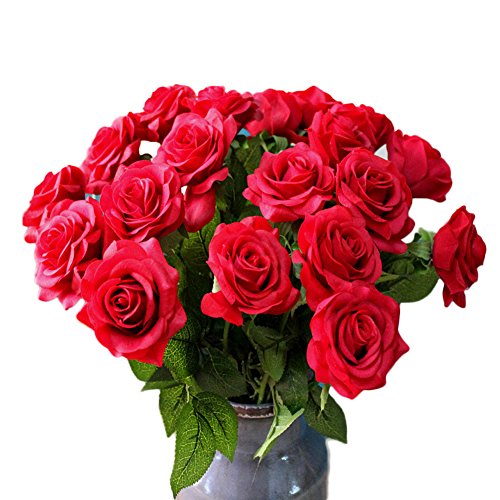 6pcs véritable touche soie rose faux simulation...