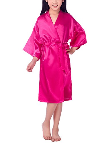 Enfants filles kimonos satin soie peignoirs sor...