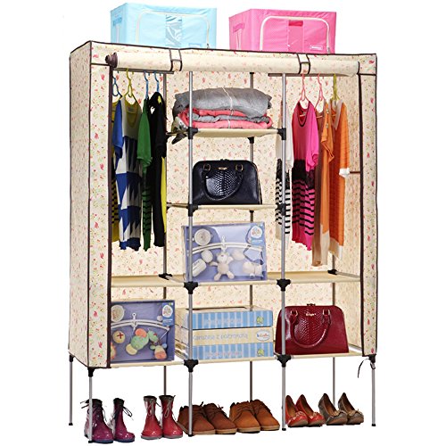 AOJIA Armoire Penderie Yellow 125 x 43 x 160cm