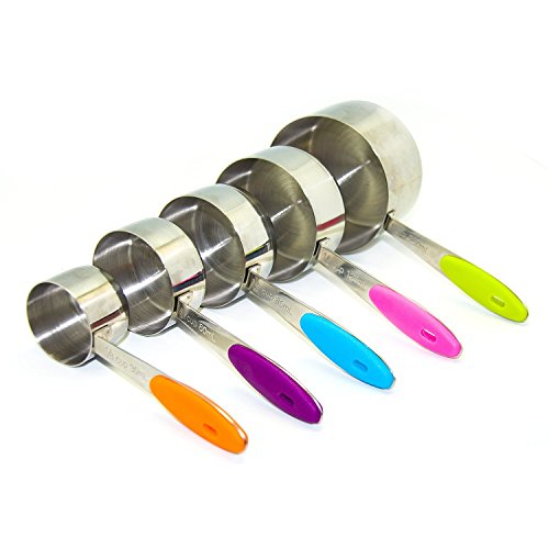 Rii - lot de 5 tasses à mesurer avec poignées acier inoxydable cuillère à mesure cuisine mesure cup code EAN 6952917783245 
