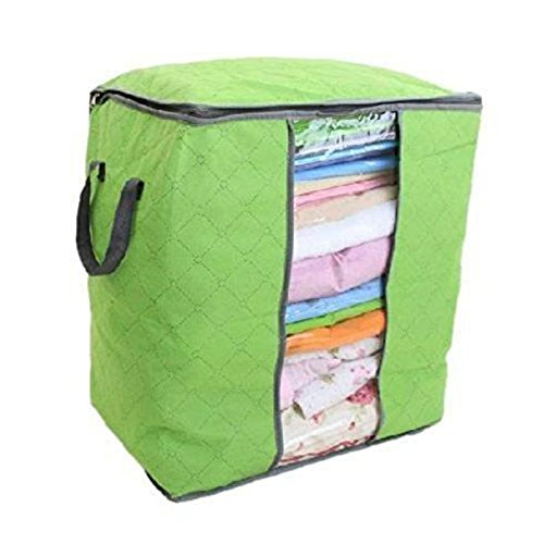 Fackface FackFace® Sac de Rangement Transparent Non-Tissé Charbon de Bambou Organisateur de Stockage/ Vêtement/ Couverture Ouatée/ Jouet Bagage Multi-Fonctionnel Pliable 48×28×50CM Modèle Vertical - Vert 6953283601652 (6953283601652)