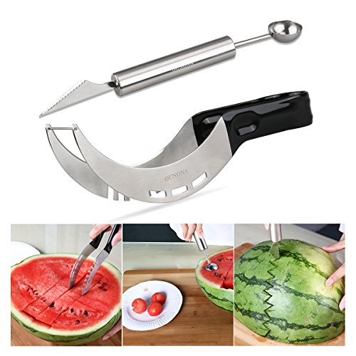 OUNONA Coupe pasteque watermelon slicer acier inoxydable et cuillère à melon 6954793144738 (6954793144738)
