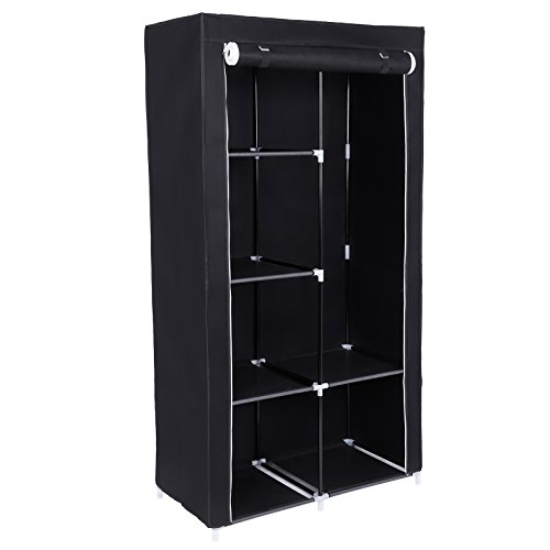 Armoire de rangement noir penderie dressing en ...