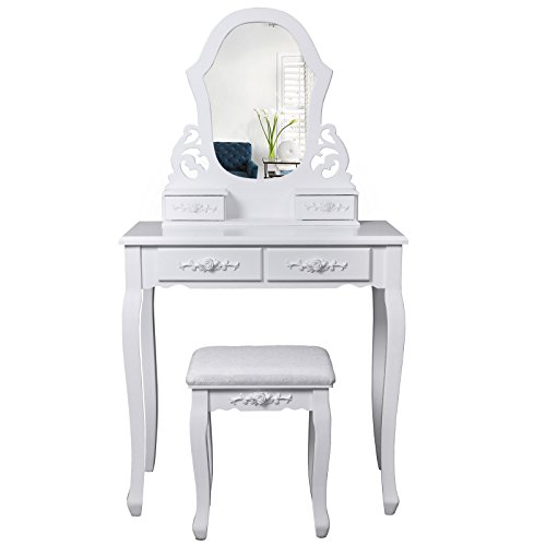 Tulipe-coiffeuse blanche table de maquillage av...