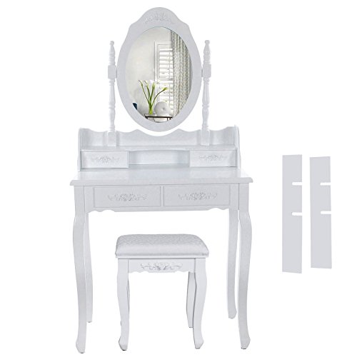 Blanc coiffeuse table de maquillage avec miroir...