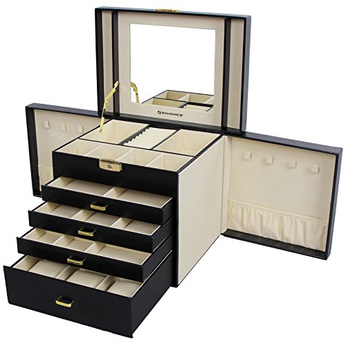 Boîte à bijoux coffret pour bijoux pésentoirs 3...