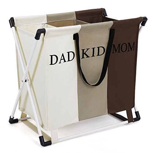 120l pliable panier à linge avec poignée 100% oxford tricolore 3 compartiments rsy03x 6955880317134 Songmics