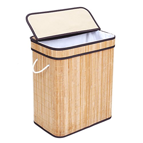 72 l panier à linge en 100% bambou naturelle ca...
