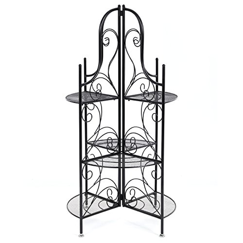 Etagère de jardin porte-plantes rond en fer sty...