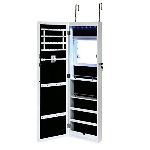 Armoire à bijoux suspendu avec crochets et led ...