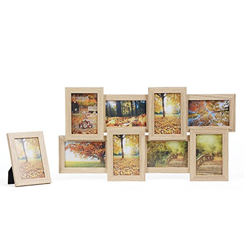 Mdf cadre photo pêle-mêle mural capacité de 8 p...