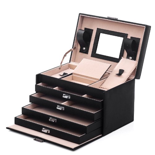 Boîte à bijoux 5 plateaux 4 tiroirs beauty case...