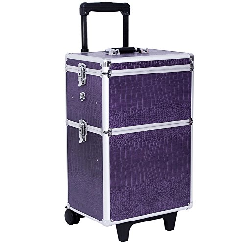 Valise mallette trolley à maquillage, bijoux et...