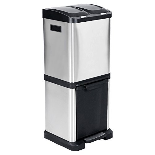 Songmics 32 l (3 seaux, 2x8 l + 16 l) poubelle tri sélectif avec pédale et compartiment de recyclage ltb32l code EAN 6955880336524 